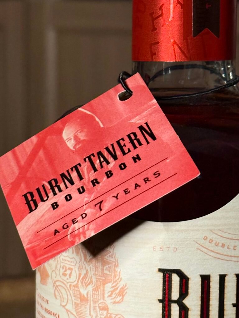 Burnt Tavern Double-Barreled bourbon with "7 years" tag with Chip Tate