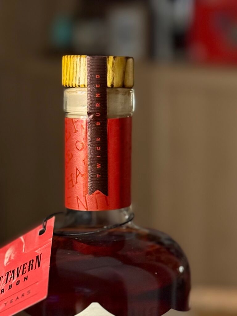 Burnt Tavern Double-Barreled bourbon top label