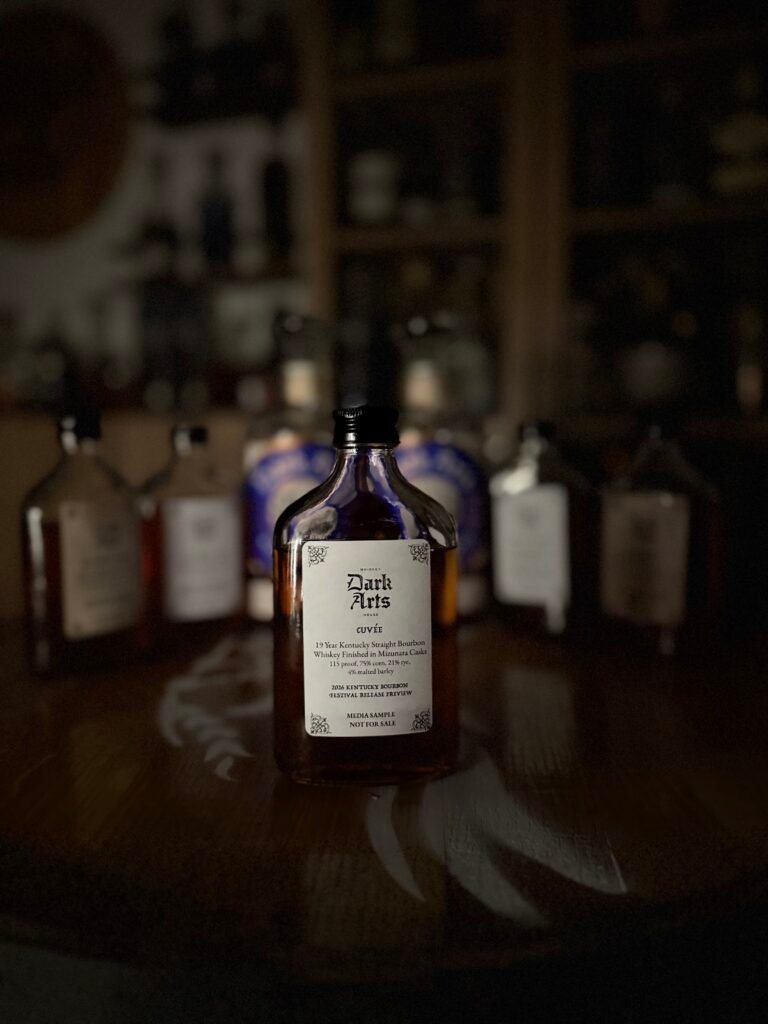 Dark Arts KBF Special Release: Chief Alchemist Reserve Cuvée 19 Year Kentucky Bourbon finished in Mizunara Casks in front of other 5 releases & past finished bottles
