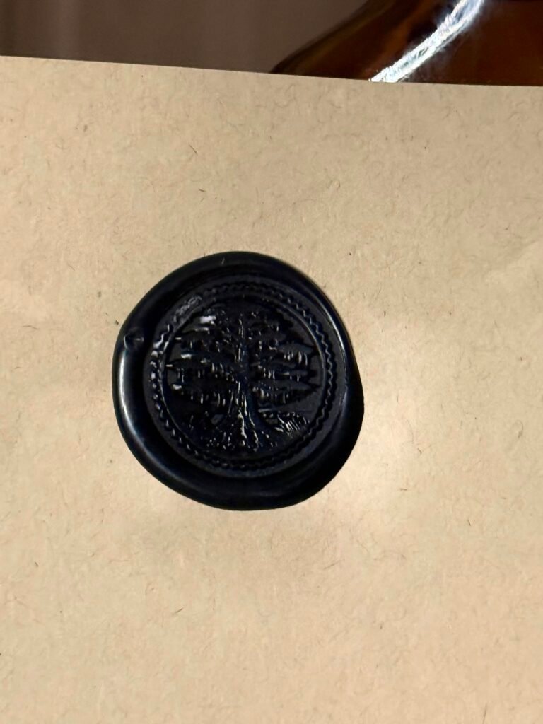 Old Cypress wax seal on letter