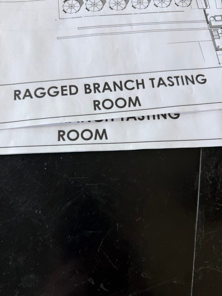 A glimpse of the new plans for the Ragged Branch tasting room - important info obviously censored.