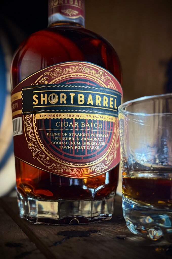 Shortbarrel Cigar Blend Batch #4 close-up with full glass