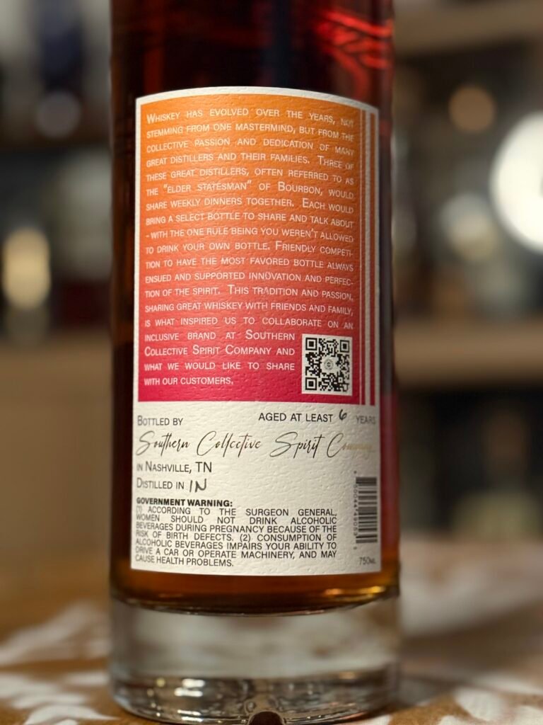 Southern Collective "P. Cola Select" Single Barrel Bourbon finished in Port barrels picked by Whacked Out Whiskey Club back label