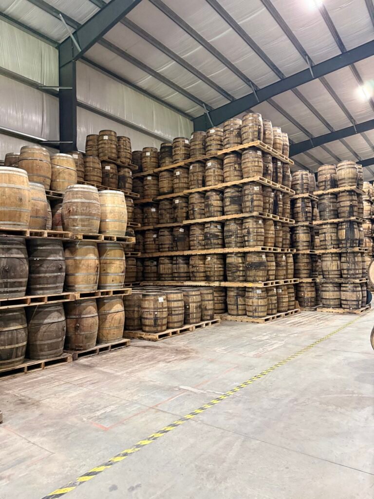 Thousands of barrels on the left side of cask house #1