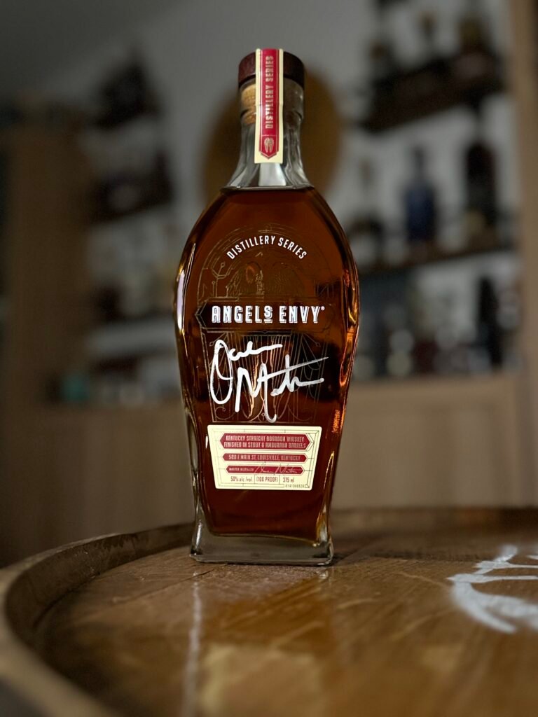 Angel's Envy Distillery Series Stout & Amburana finished bourbon signed by Head Distiller Owen Martin