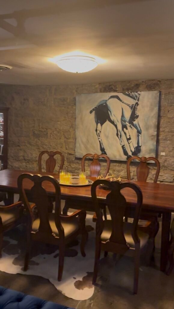 Mahogany Fox private tasting room table and horse art