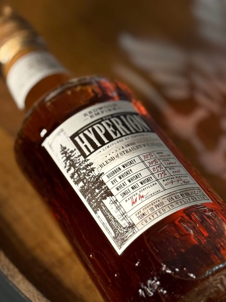 Redwood Empire The Hyperion whiskey lies on barrel head