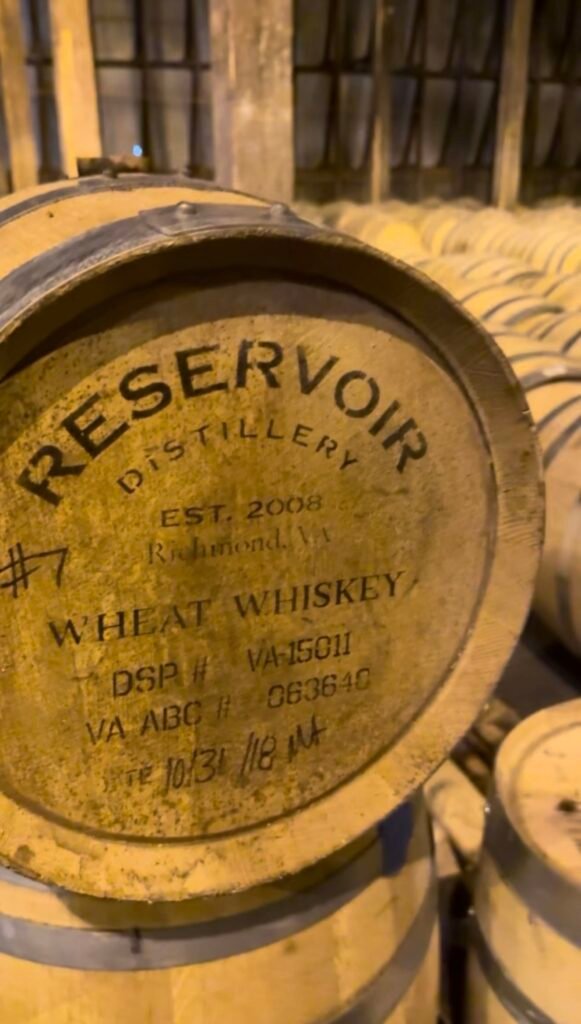 One of many Reservoir barrel heads in their large rickhouse