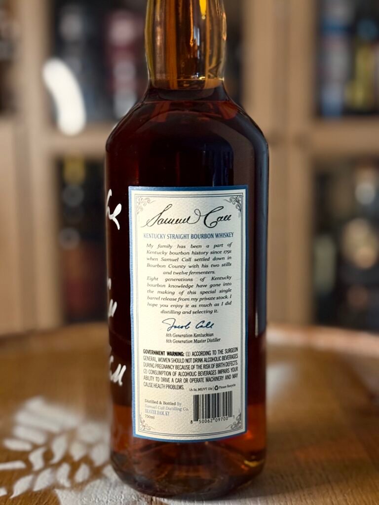 Samuel Call Barrel 3 back label