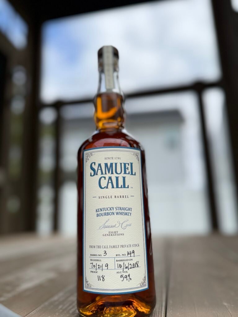 Samuel Call Barrel 3 sits on wooden deck